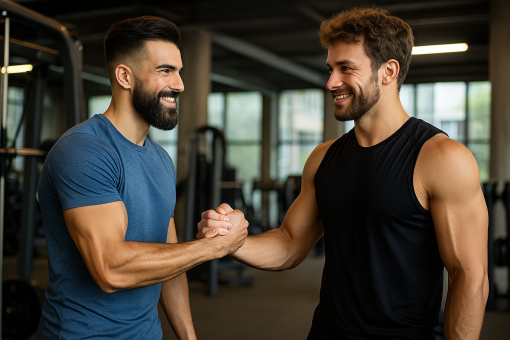 dois homens fechando parcerias para academias